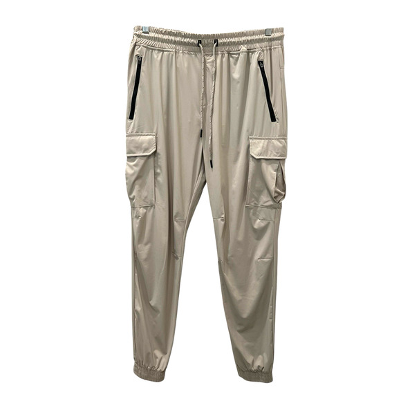 Brooklyn Athletics Mens Jogger Pants Stretch Beige Size Large Drawstring Waist - Picture 1 of 9
